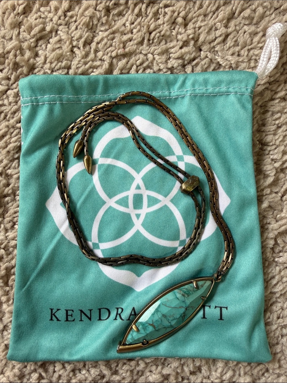 Kendra Scott Turquoise and Gold-Tone Adjustable Necklace
